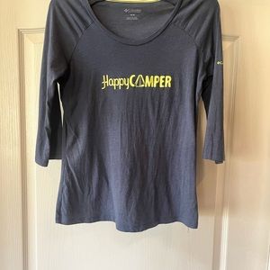Women’s Pull Over 3/4 Length “Happy Camper” T-Shirt - BRAND: Columbia